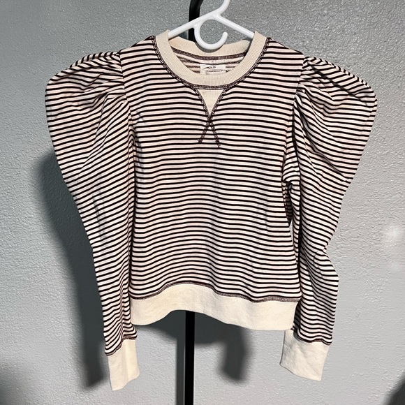 NWT By the River Moon River 2 Piece Striped Puff Sleeve Sweatshirt & Joggers Set - Picture 3 of 15